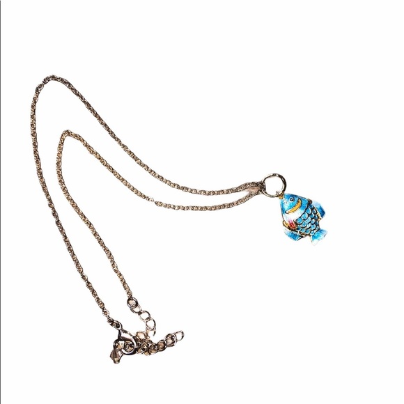 Adorable gold & multicolor fish necklace - Picture 1 of 2